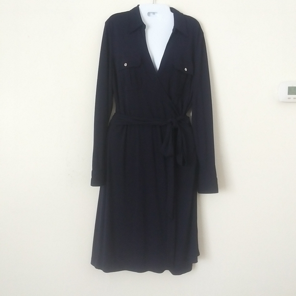Lauren Ralph Lauren Navy Blue Wrap Dress - Picture 1 of 14